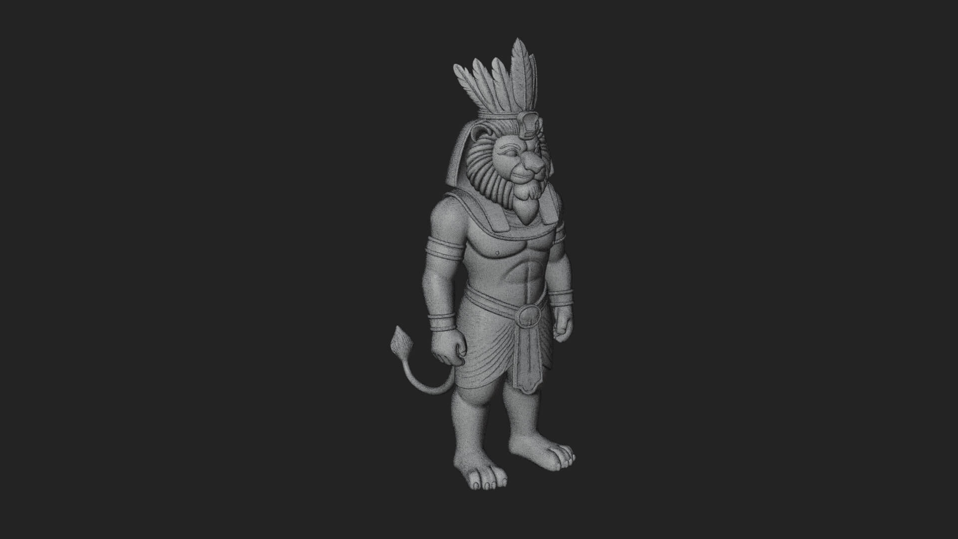 Lion-Headed Egyptian God Statue Design 8 3D Print Model 3D Model