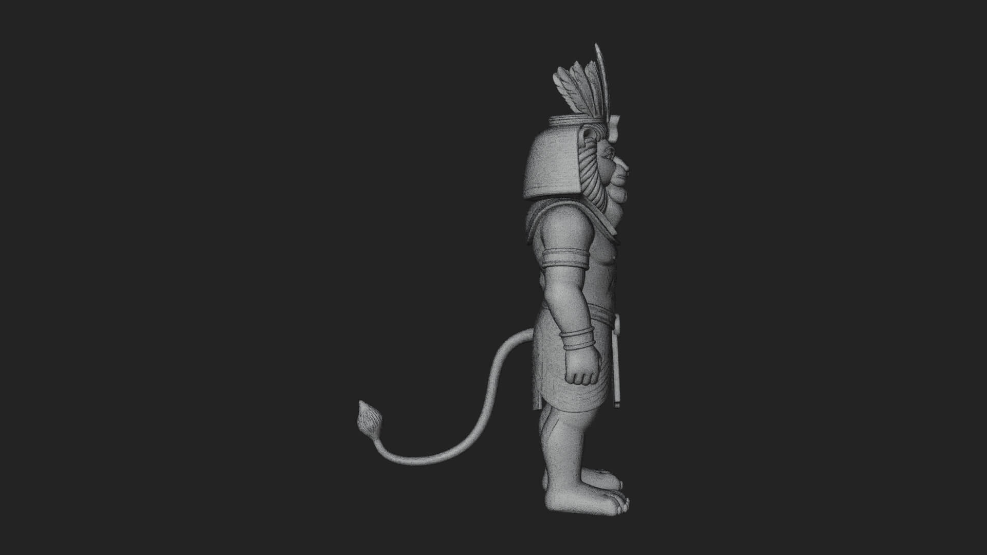 Lion-Headed Egyptian God Statue Design 8 3D Print Model 3D Model