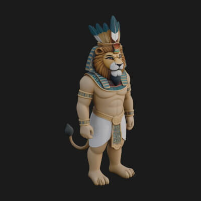 Lion-Headed Egyptian God Statue Design 8 3D Print Model