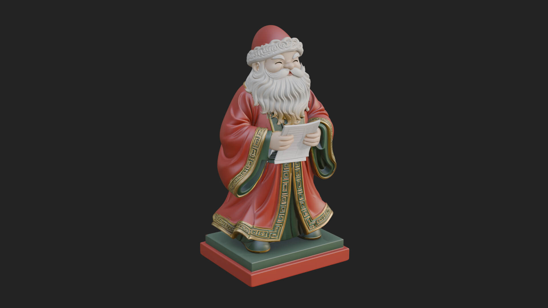 List Reading Santa Statue Design 1 3D Print Model 3D Model