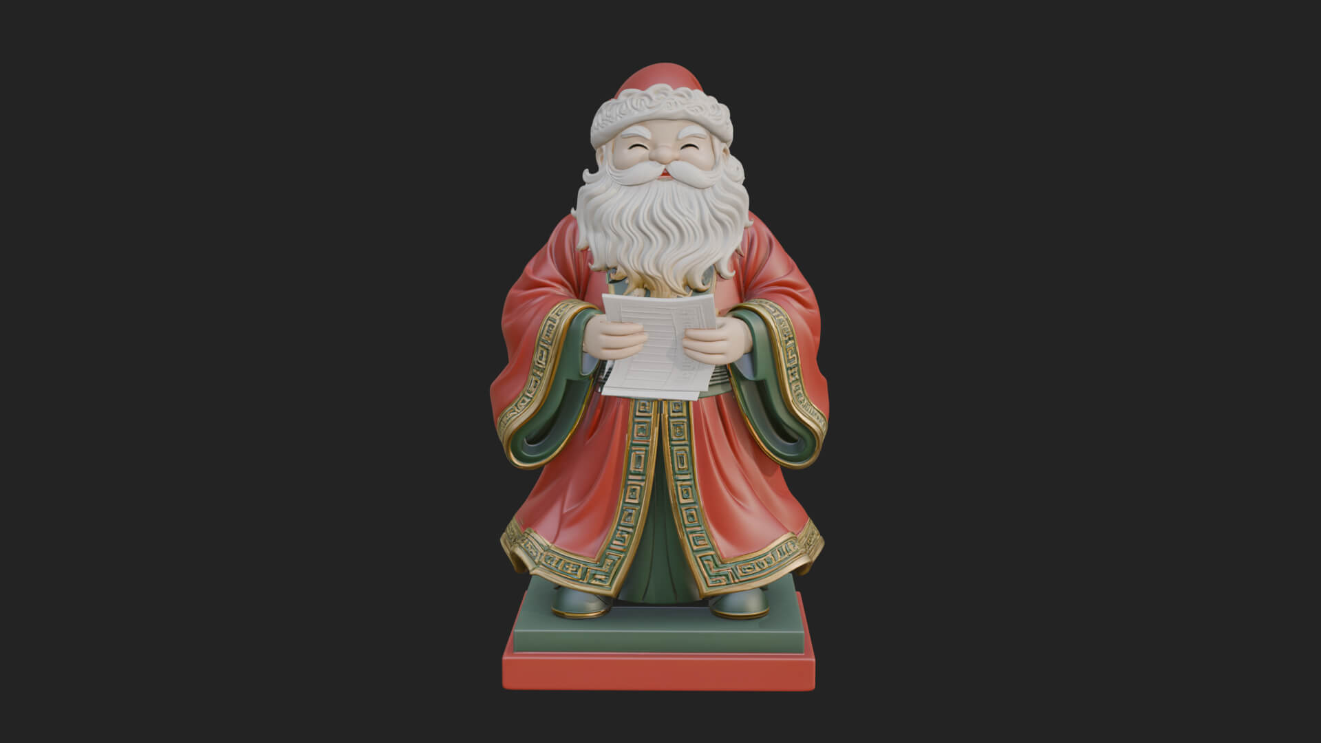 List Reading Santa Statue Design 1 3D Print Model 3D Model
