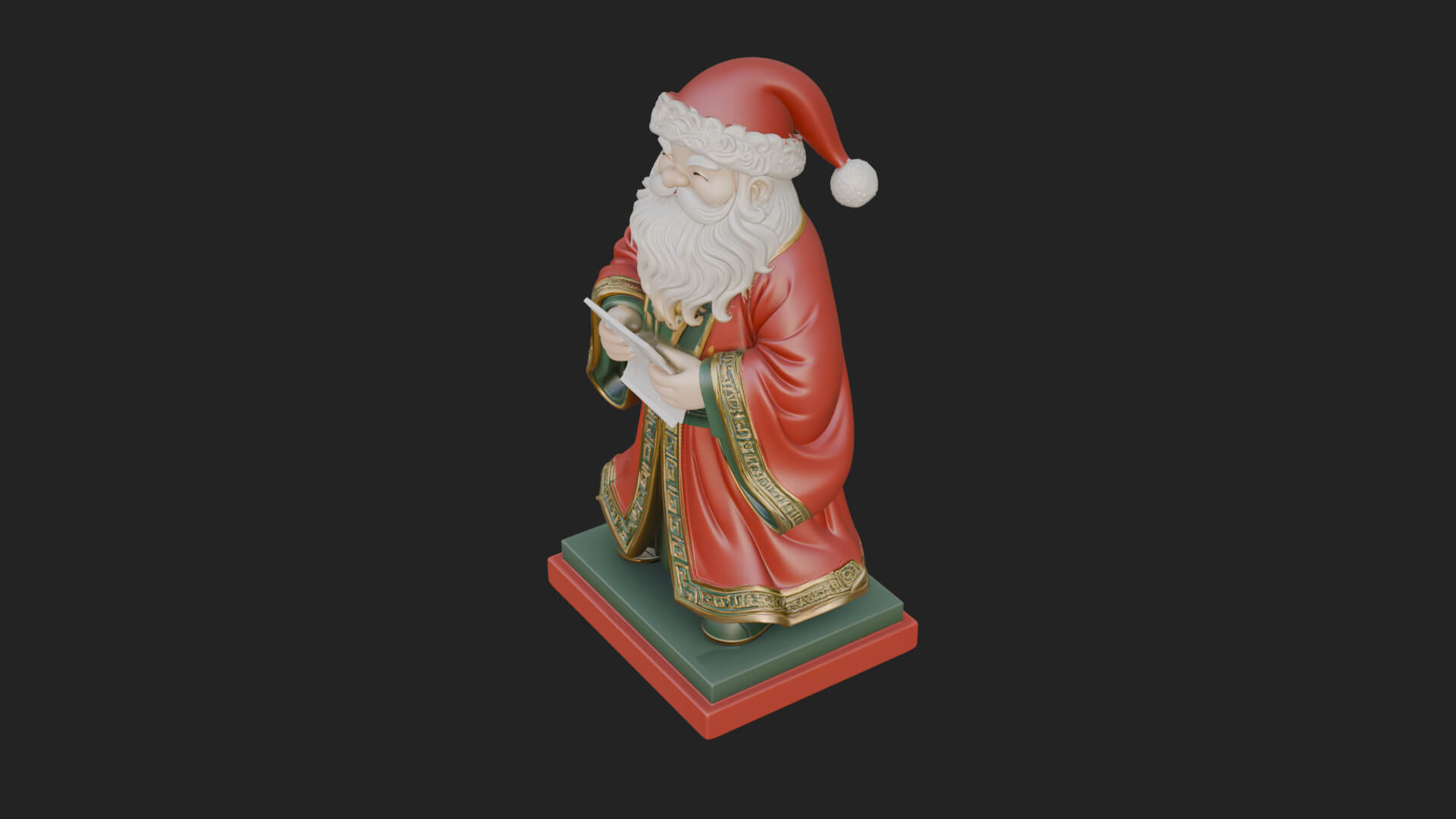 List Reading Santa Statue Design 1 3D Print Model 3D Model