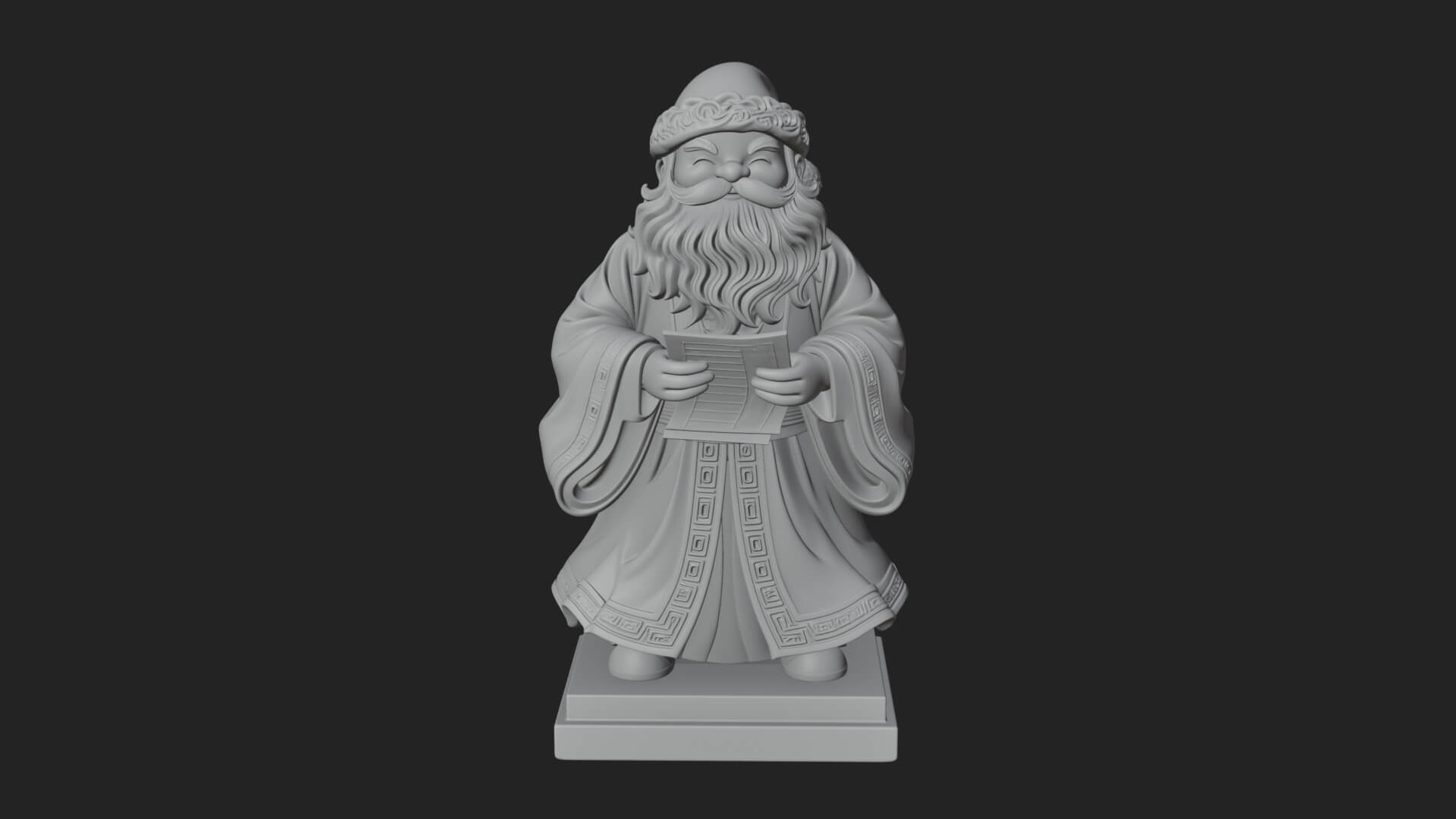 List Reading Santa Statue Design 1 3D Print Model 3D Model