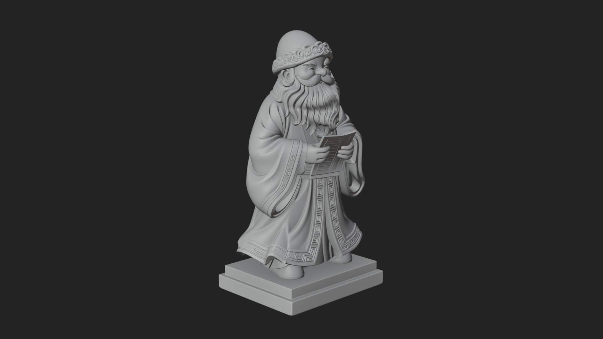 List Reading Santa Statue Design 1 3D Print Model 3D Model