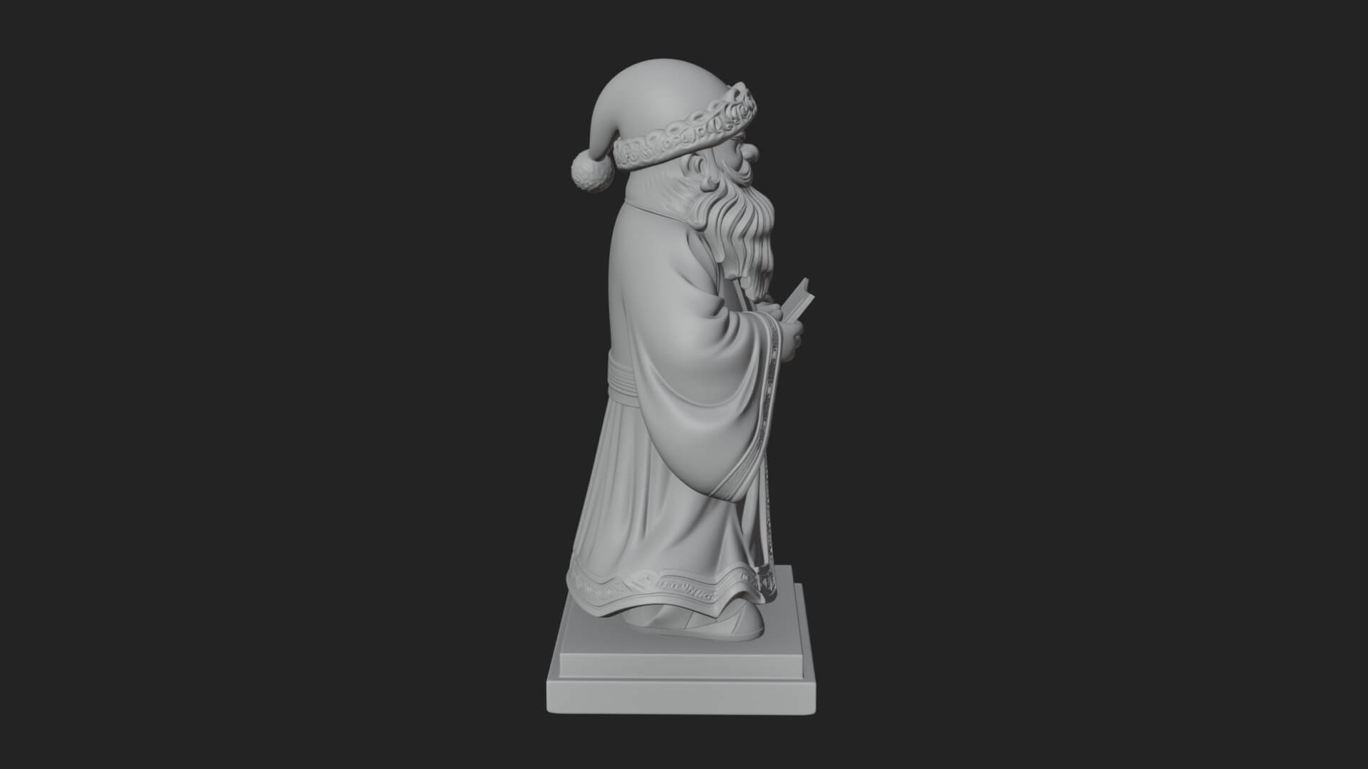 List Reading Santa Statue Design 1 3D Print Model 3D Model