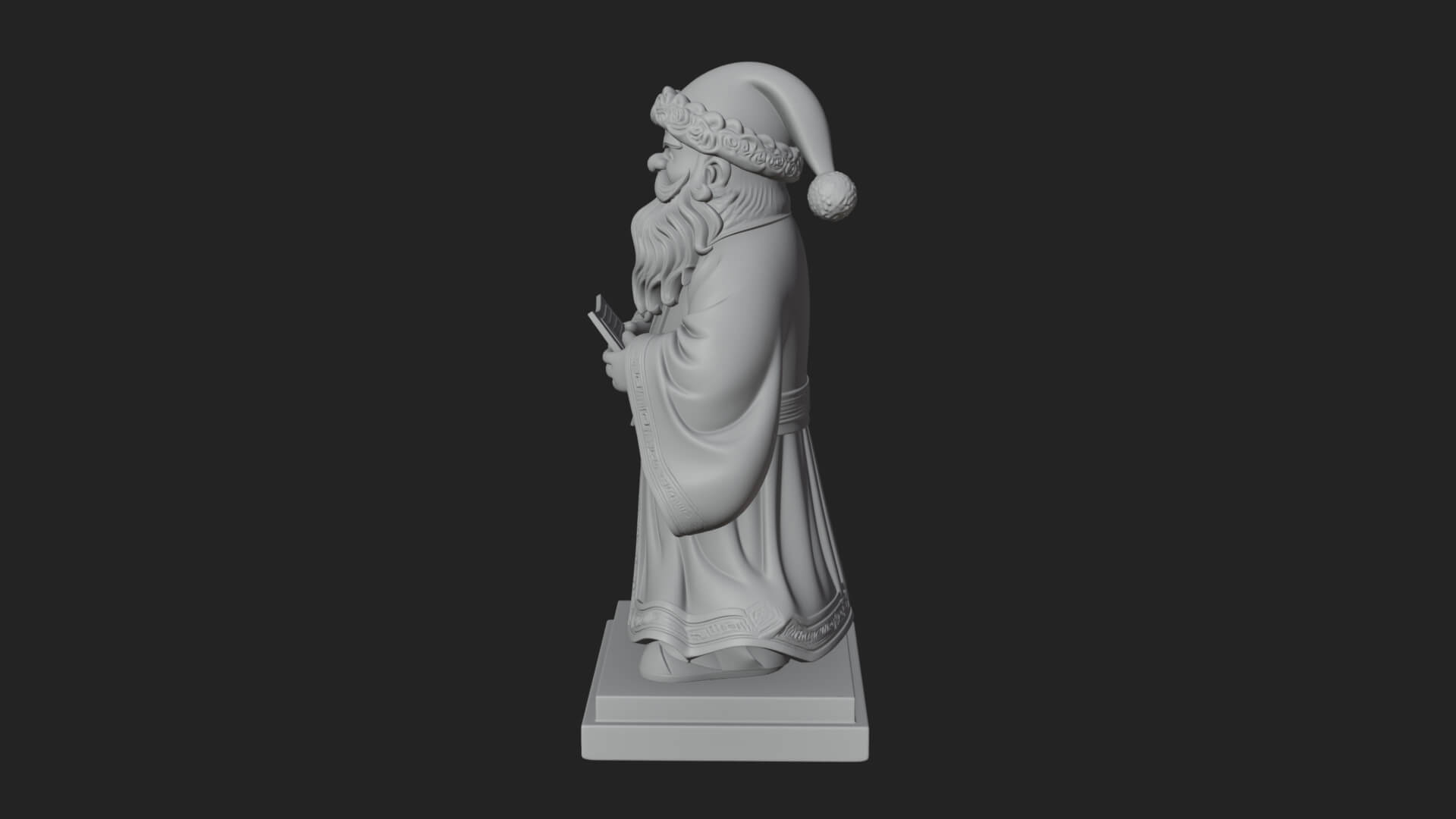 List Reading Santa Statue Design 1 3D Print Model 3D Model
