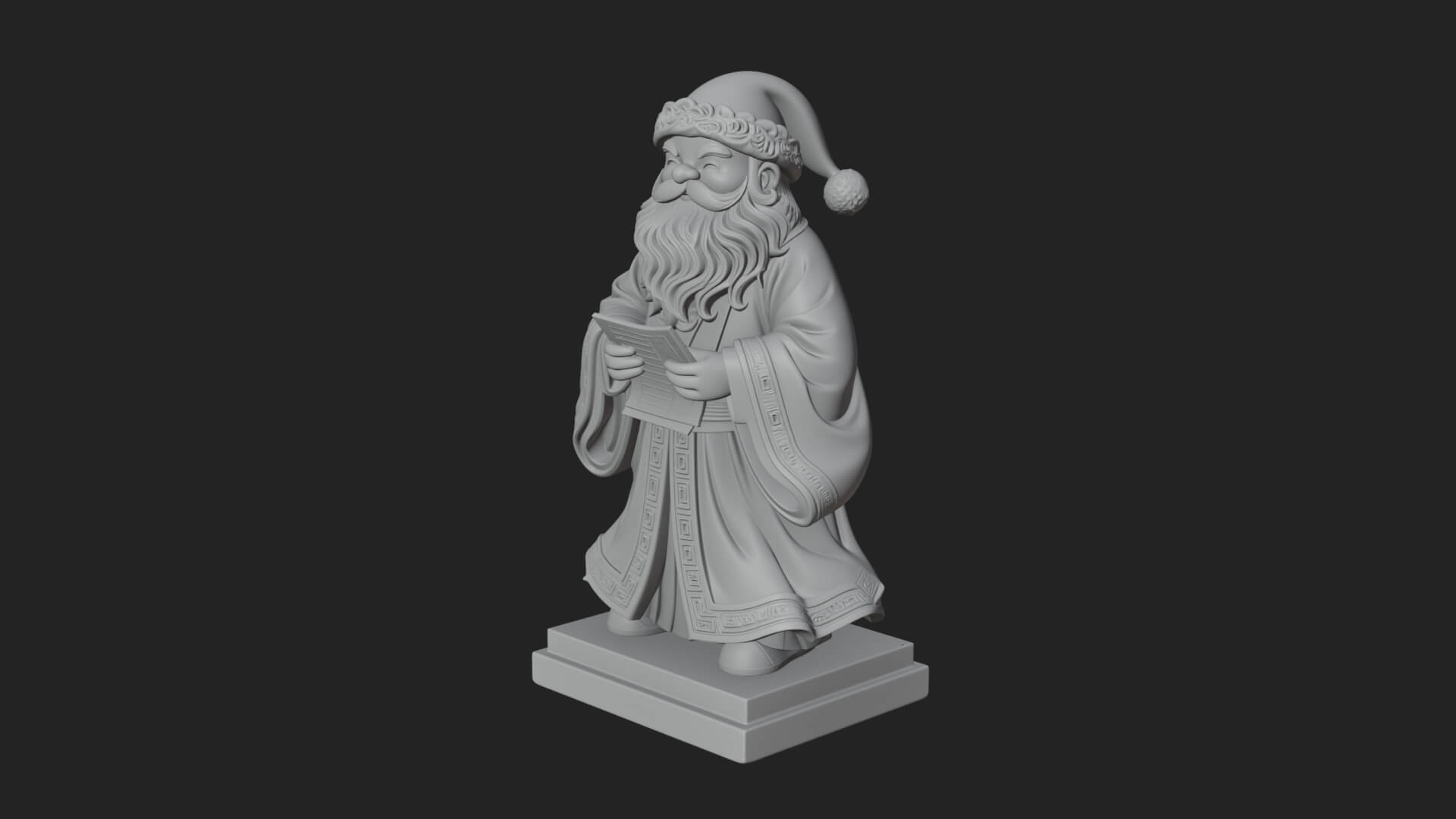 List Reading Santa Statue Design 1 3D Print Model 3D Model