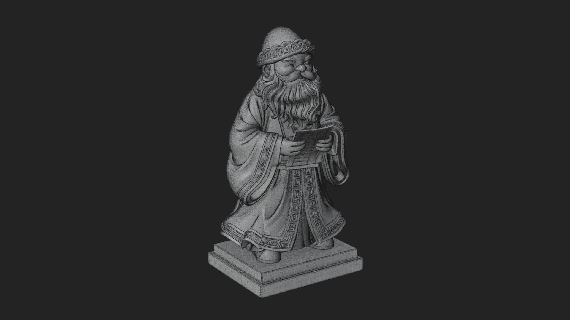 List Reading Santa Statue Design 1 3D Print Model 3D Model