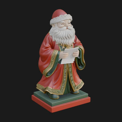 List Reading Santa Statue Design 1 3D Print Model