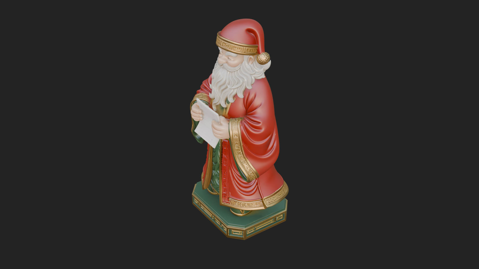 List Reading Santa Statue Design 2 3D Print Model 3D Model