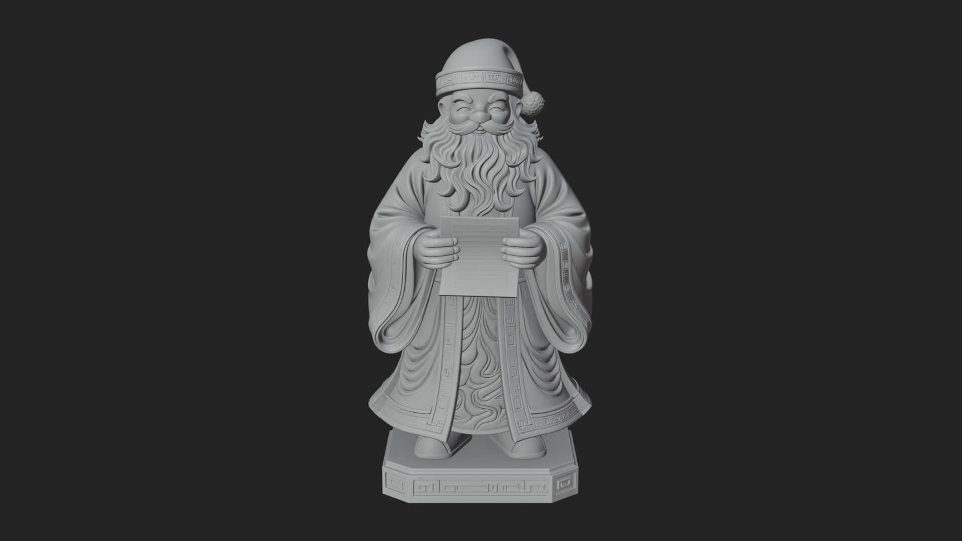 List Reading Santa Statue Design 2 3D Print Model 3D Model