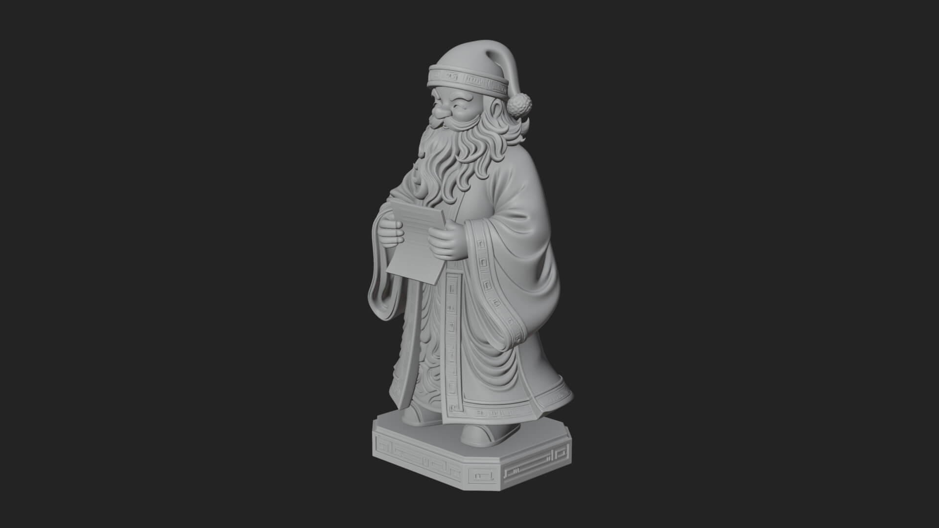List Reading Santa Statue Design 2 3D Print Model 3D Model
