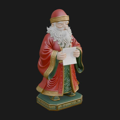 List Reading Santa Statue Design 2 3D Print Model