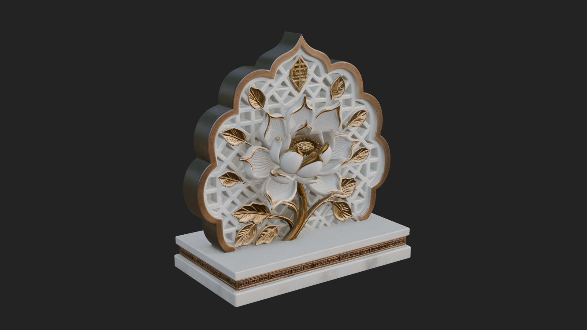 Lobed Lotus Screen Plaque Design 1 3D Print Model 3D Model