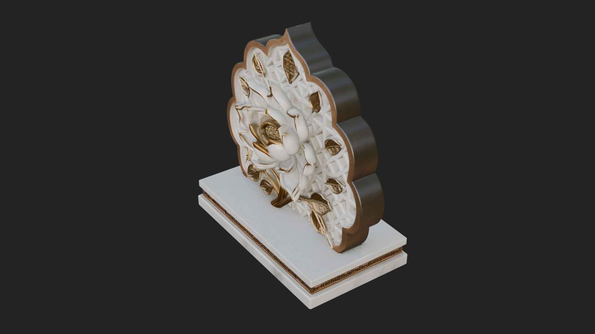 Lobed Lotus Screen Plaque Design 1 3D Print Model 3D Model