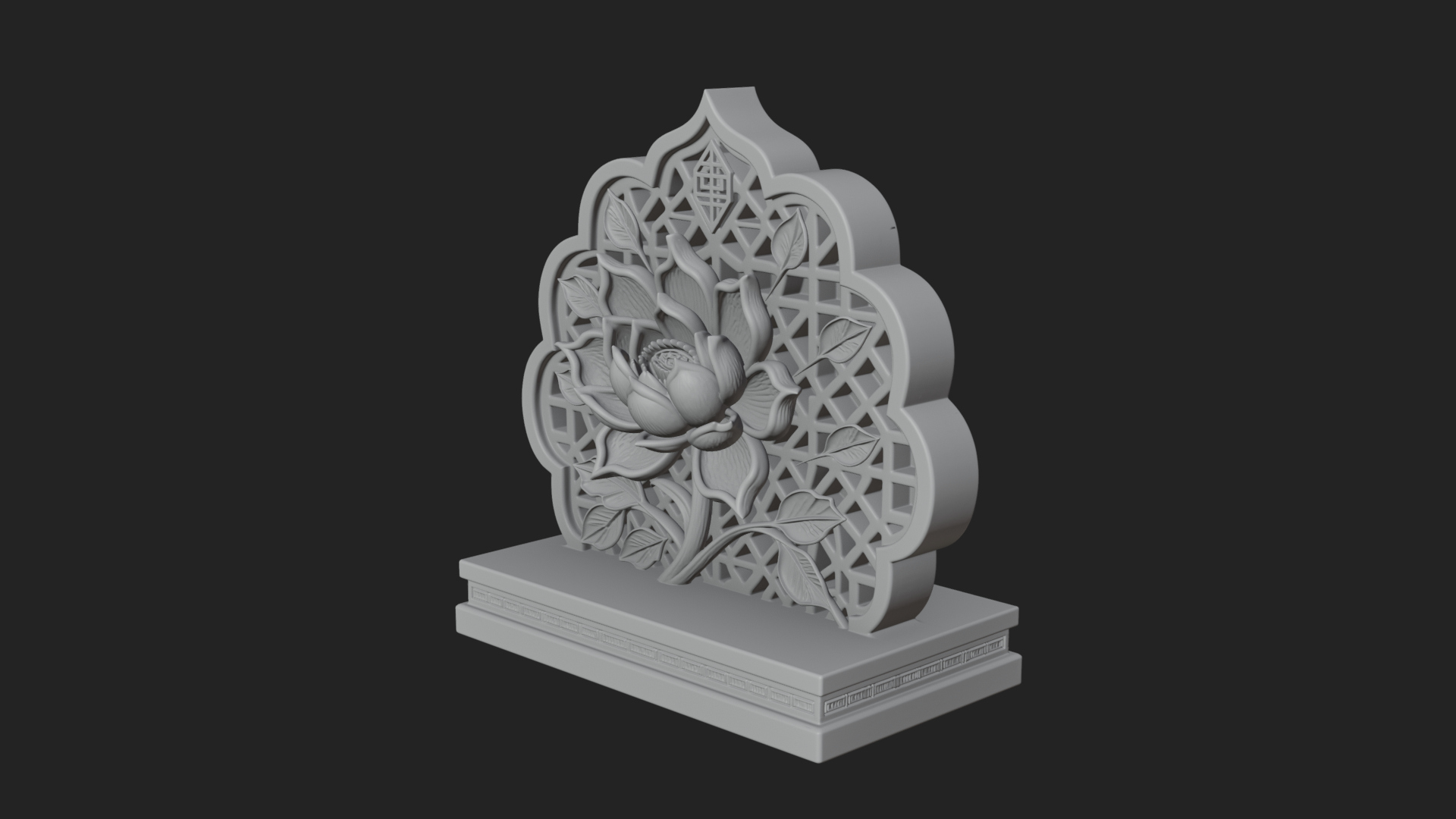 Lobed Lotus Screen Plaque Design 1 3D Print Model 3D Model