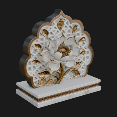 Lobed Lotus Screen Plaque Design 1 3D Print Model