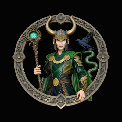 Loki Relief Medallion Pendant Design 1 3D Print Model