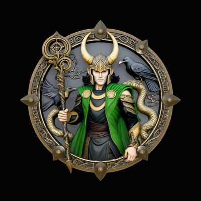 Loki Relief Medallion Pendant Design 4 3D Print Model