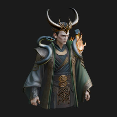 Loki Trickster God Statue Design 1 3D Print Model