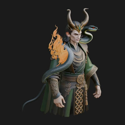 Loki Trickster God Statue Design 2 3D Print Model