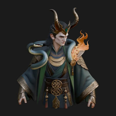 Loki Trickster God Statue Design 3 3D Print Model