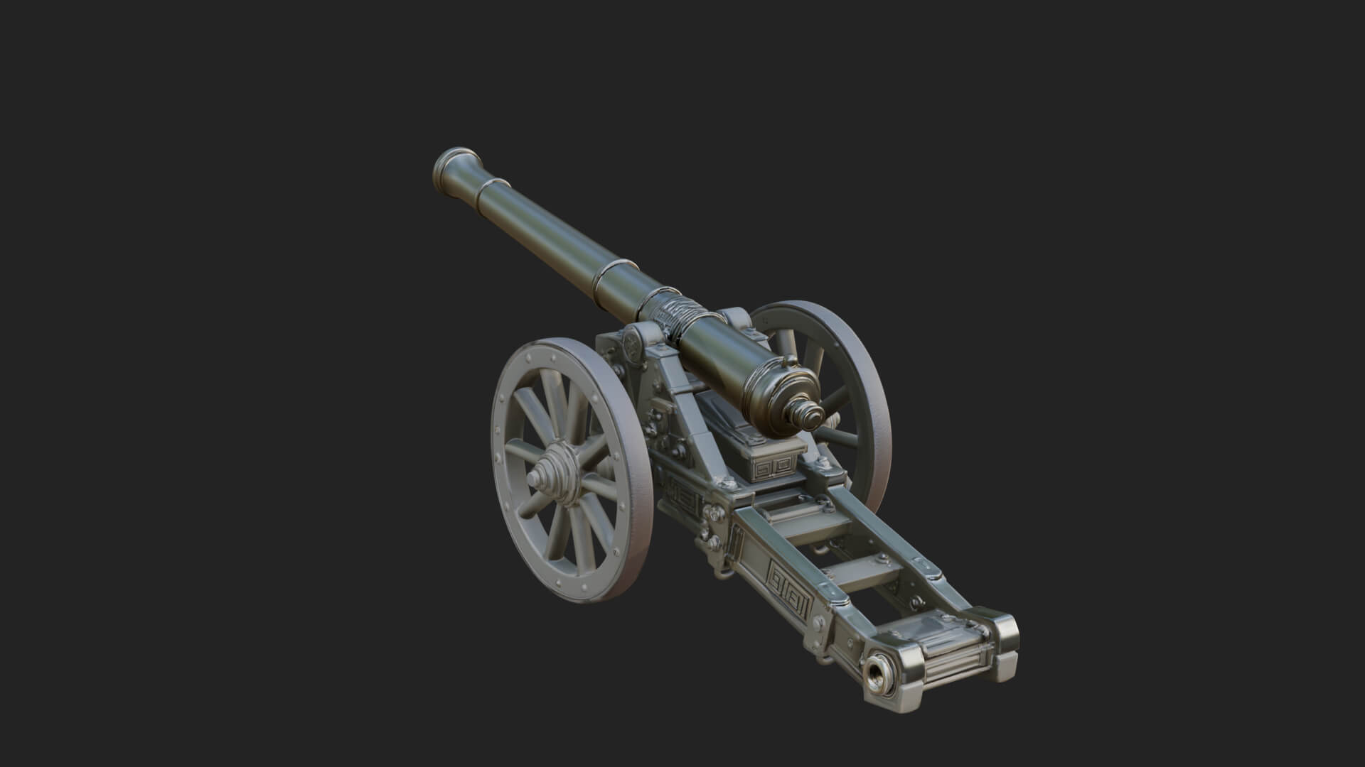 Long Barrel Artillery Model Design 1 3D Print Model 3D Model