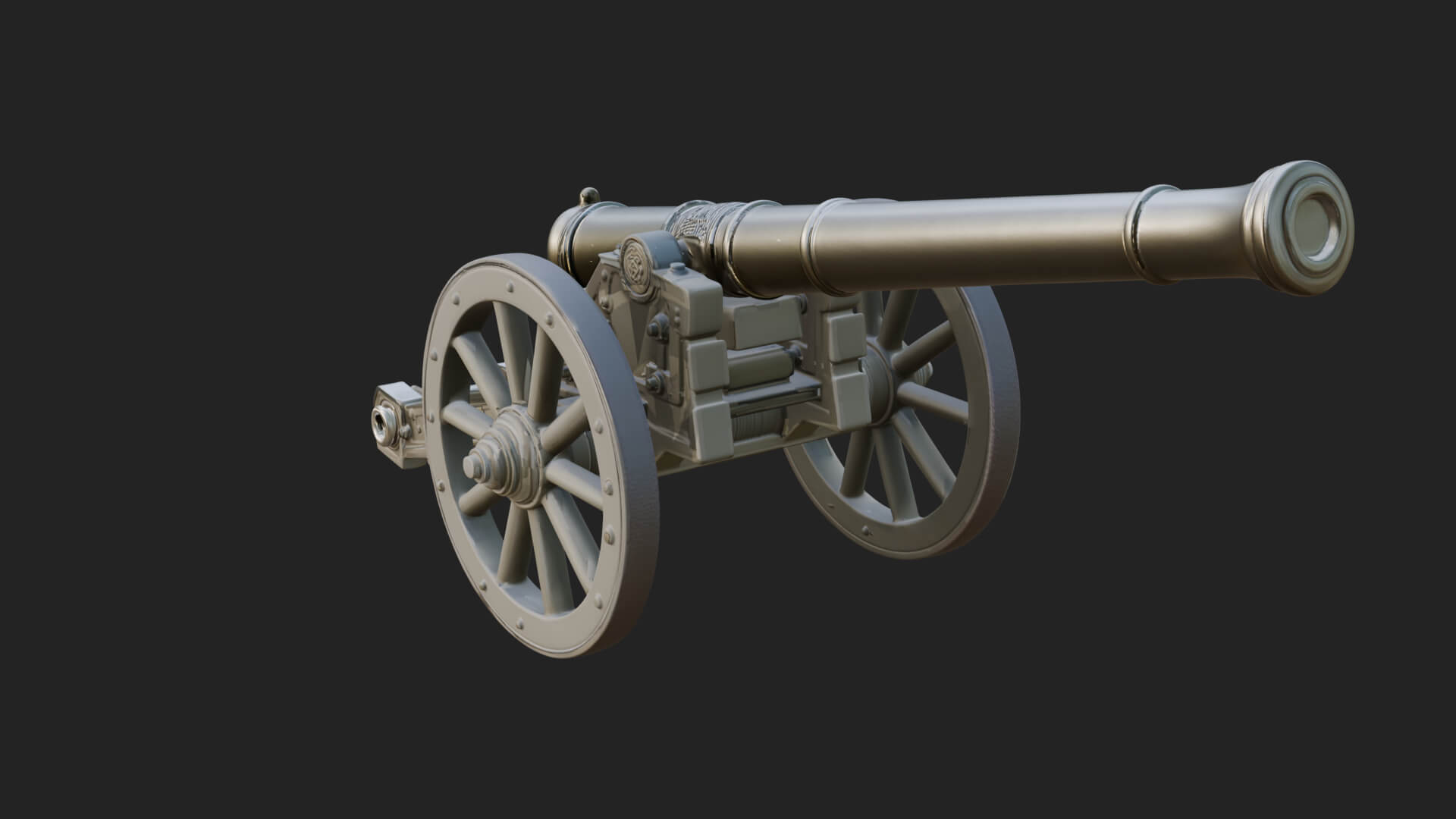 Long Barrel Artillery Model Design 1 3D Print Model 3D Model