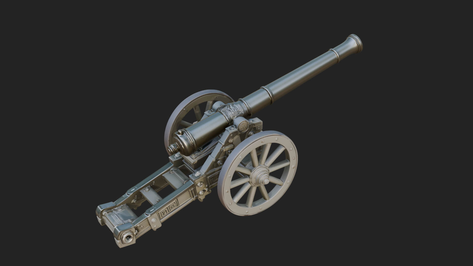 Long Barrel Artillery Model Design 1 3D Print Model 3D Model