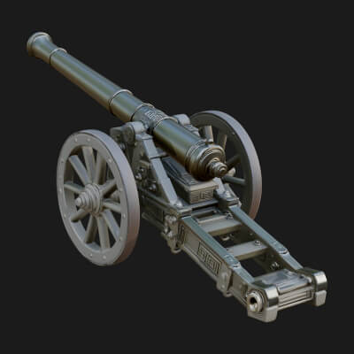 Long Barrel Artillery Model Design 1 3D Print Model