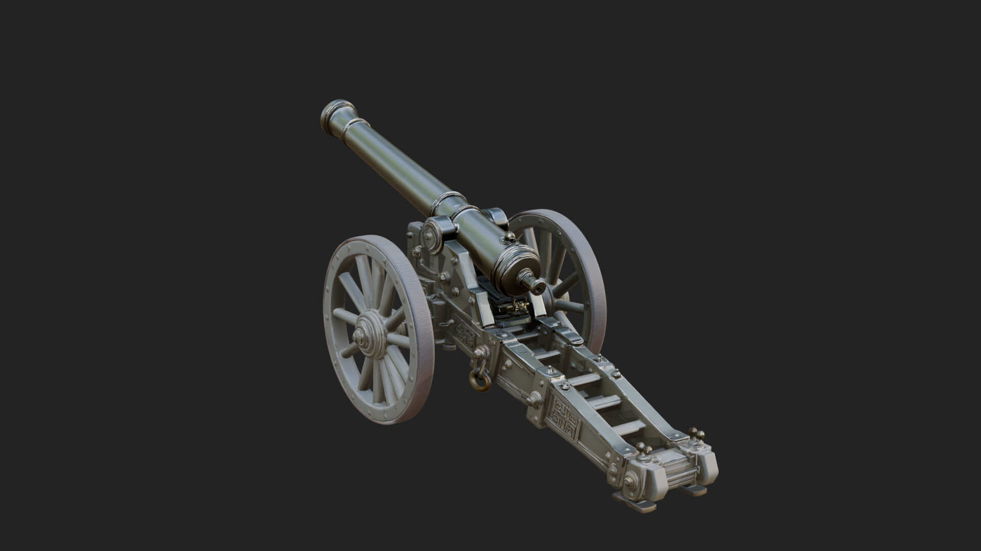 Long Barrel Artillery Model Design 2 3D Print Model 3D Model