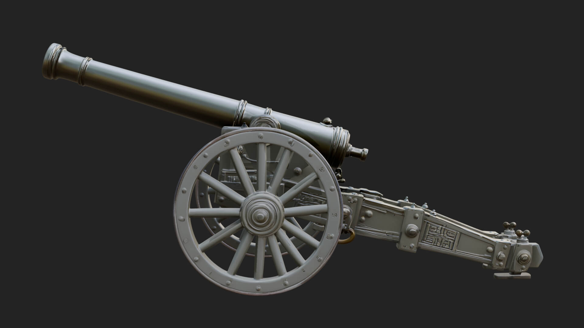 Long Barrel Artillery Model Design 2 3D Print Model 3D Model