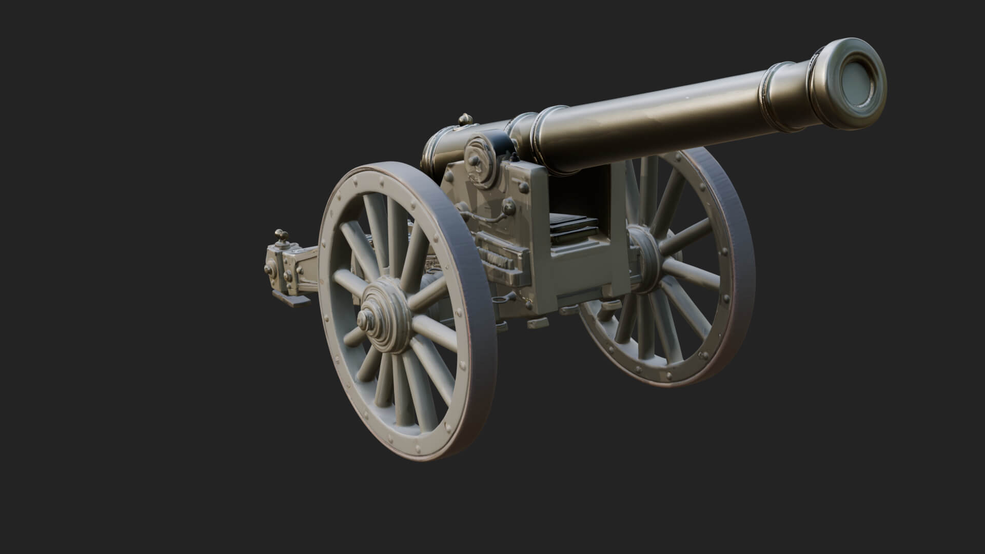 Long Barrel Artillery Model Design 2 3D Print Model 3D Model