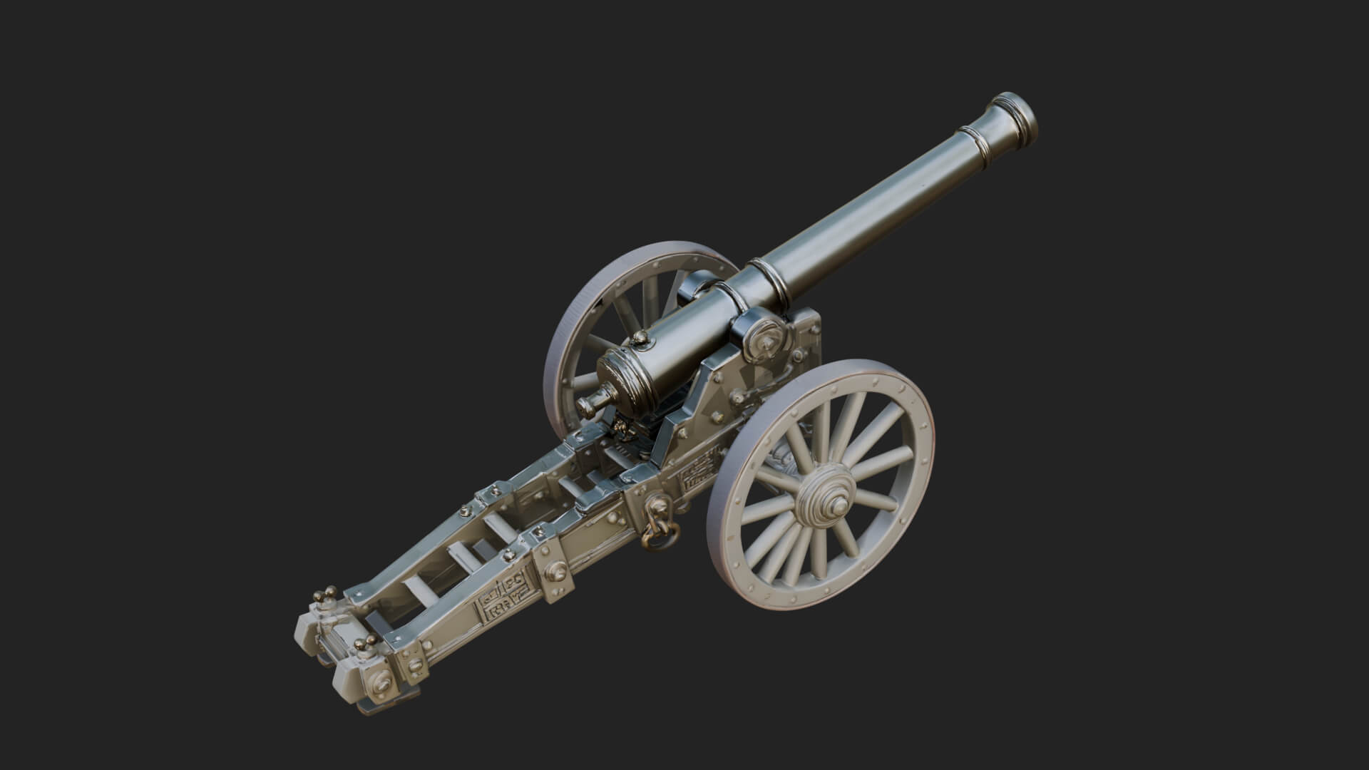 Long Barrel Artillery Model Design 2 3D Print Model 3D Model