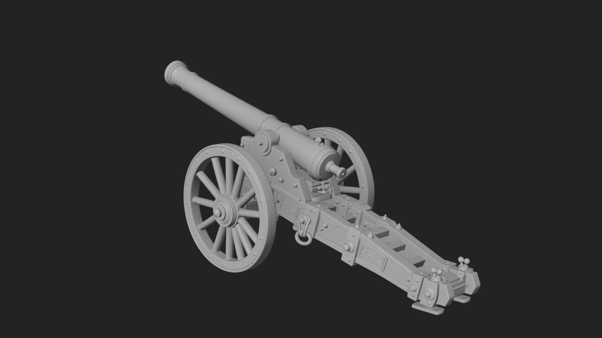 Long Barrel Artillery Model Design 2 3D Print Model 3D Model
