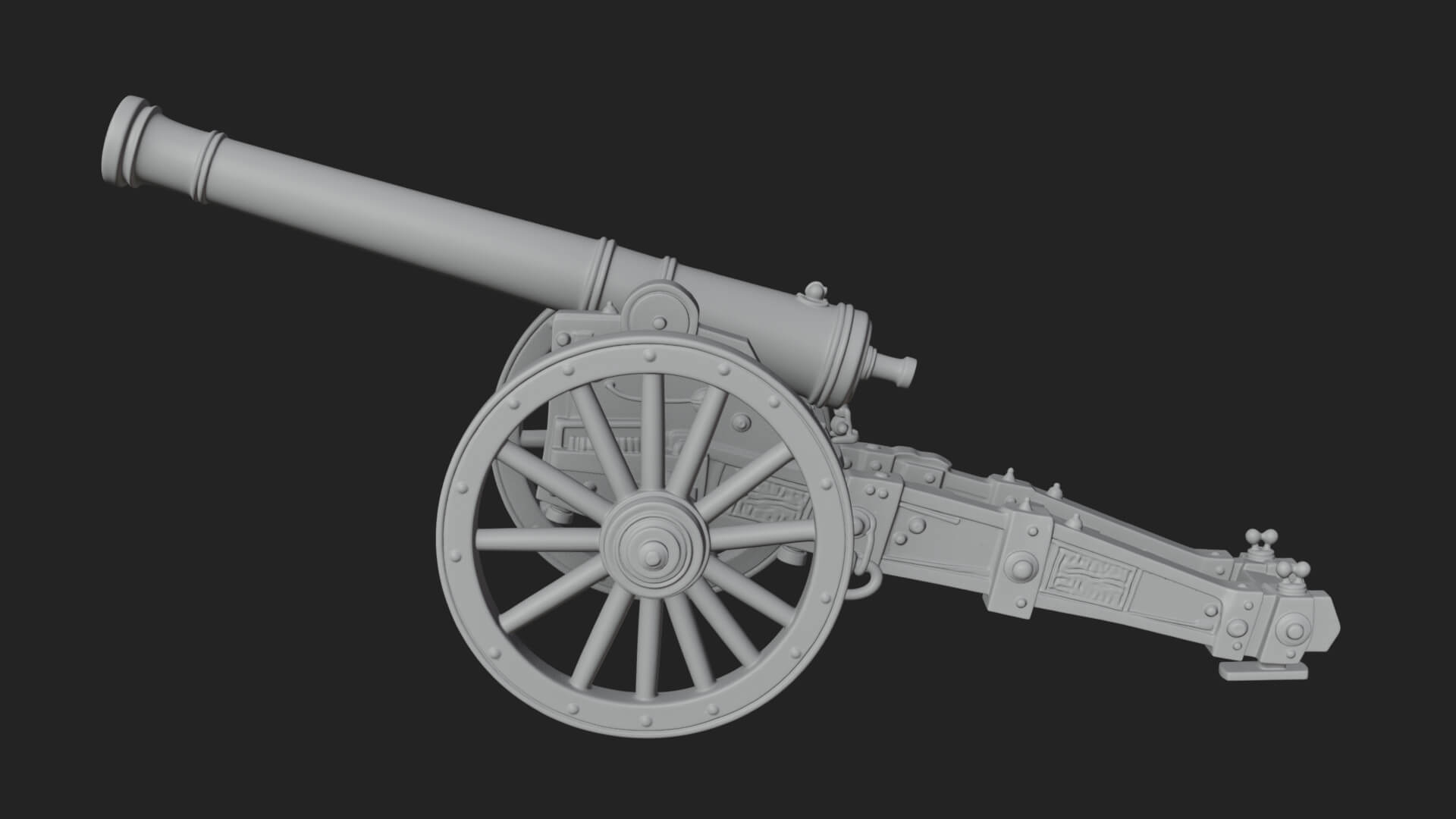 Long Barrel Artillery Model Design 2 3D Print Model 3D Model