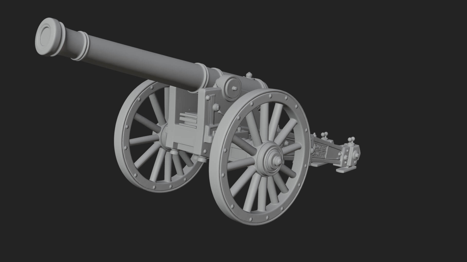 Long Barrel Artillery Model Design 2 3D Print Model 3D Model