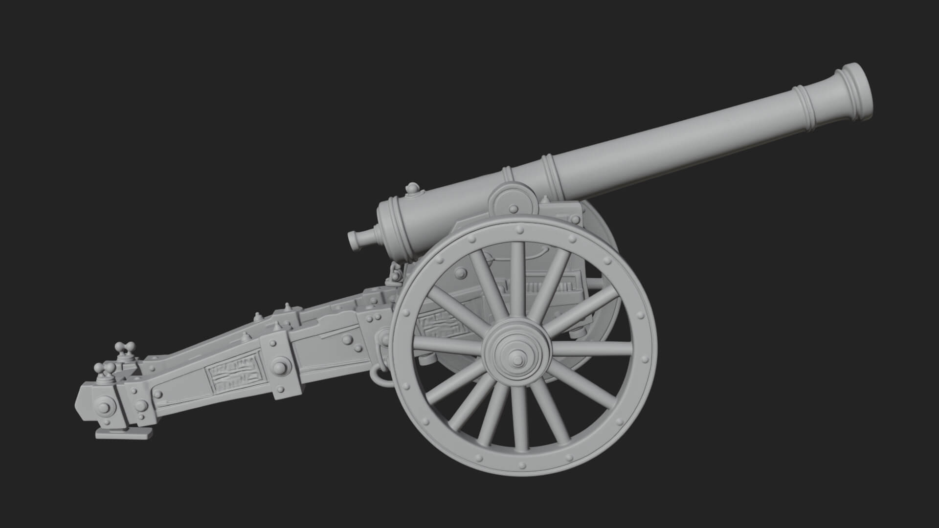 Long Barrel Artillery Model Design 2 3D Print Model 3D Model