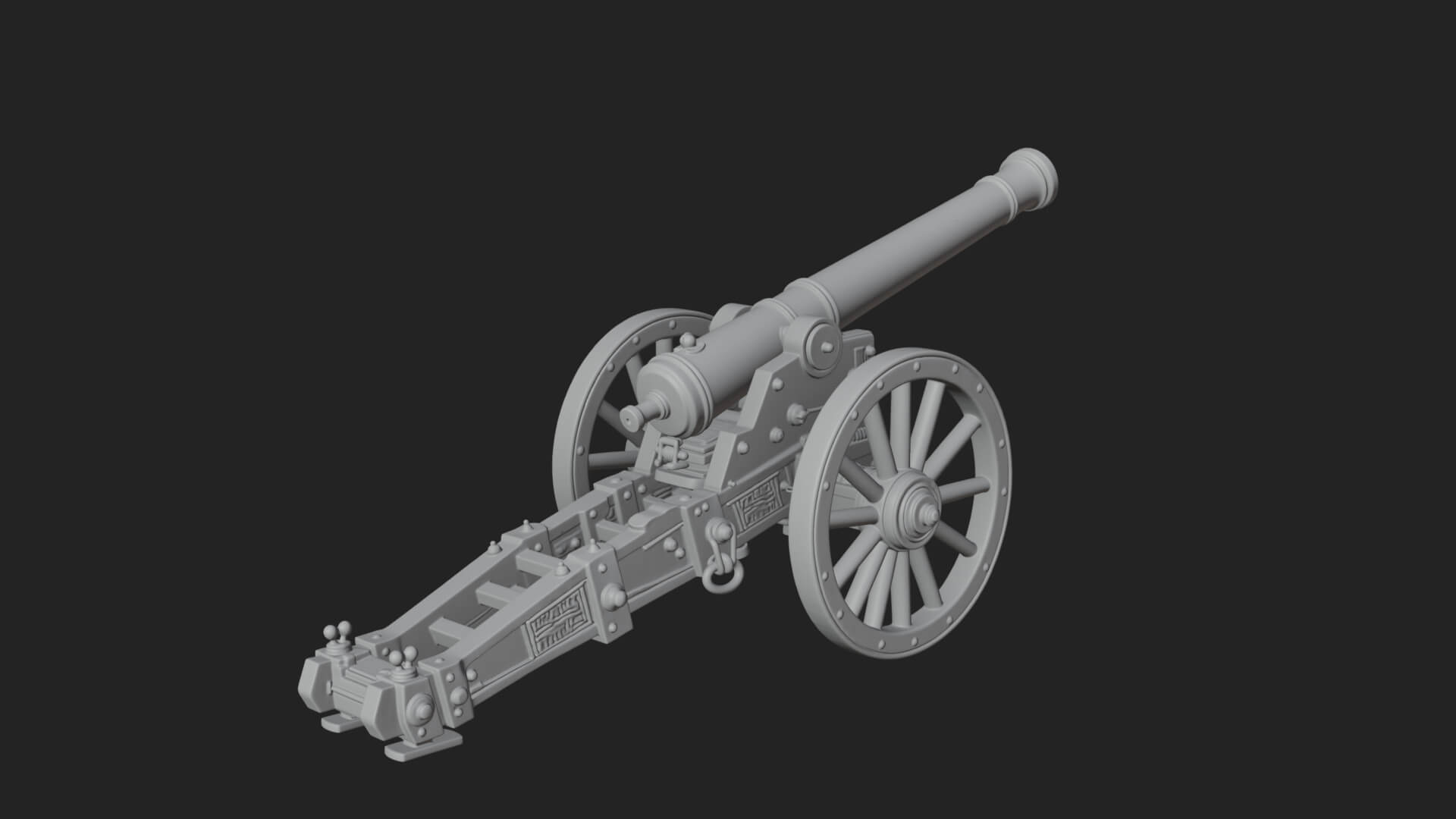 Long Barrel Artillery Model Design 2 3D Print Model 3D Model