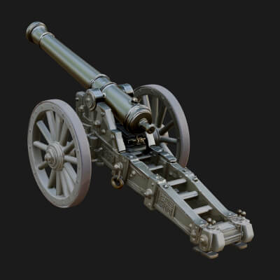 Long Barrel Artillery Model Design 2 3D Print Model