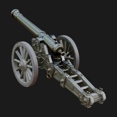 Long Barrel Artillery Model Design 2 3D Print Model