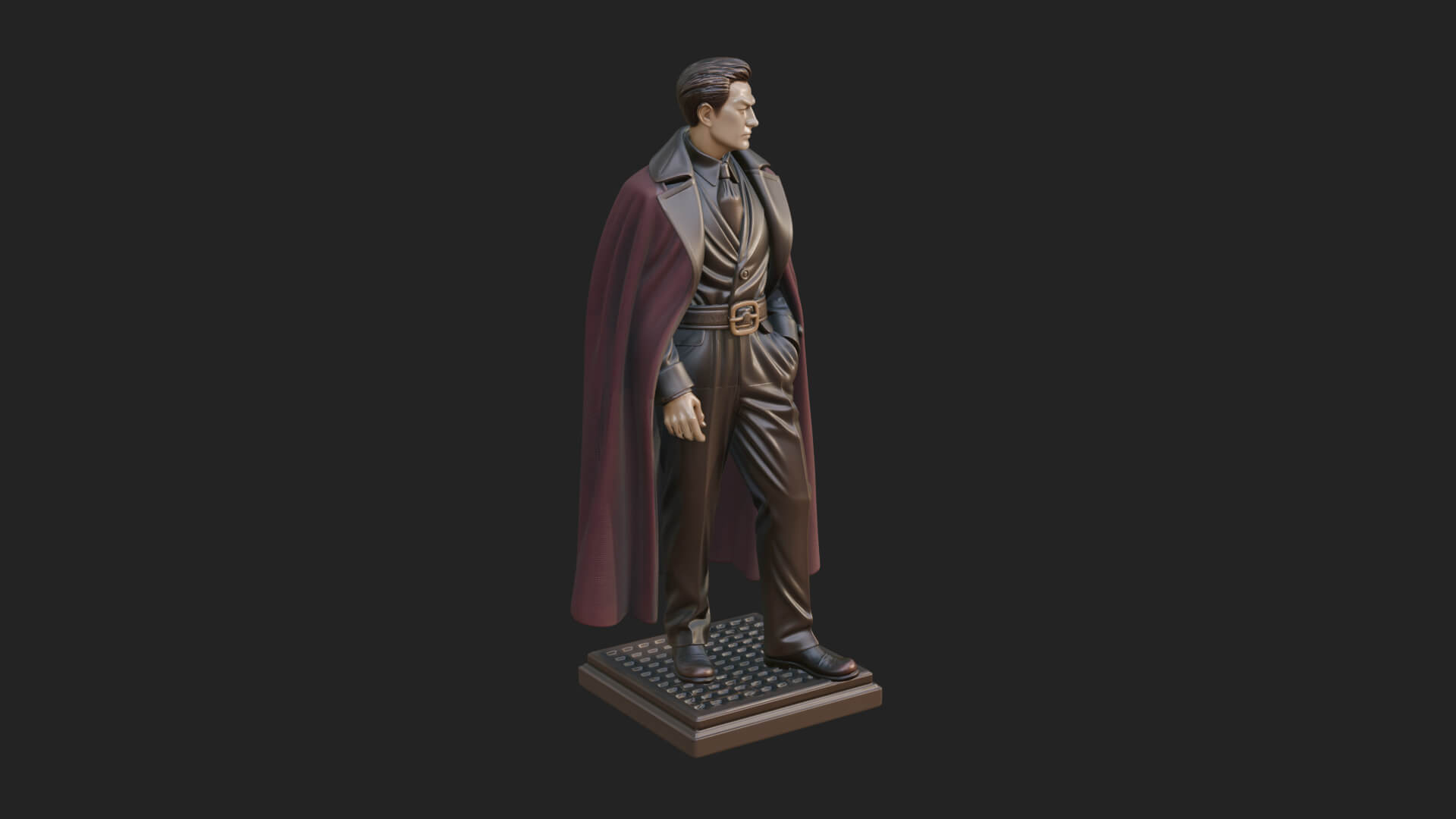 Long Coat Caped Man Statue Design 1 3D Print Model 3D Model
