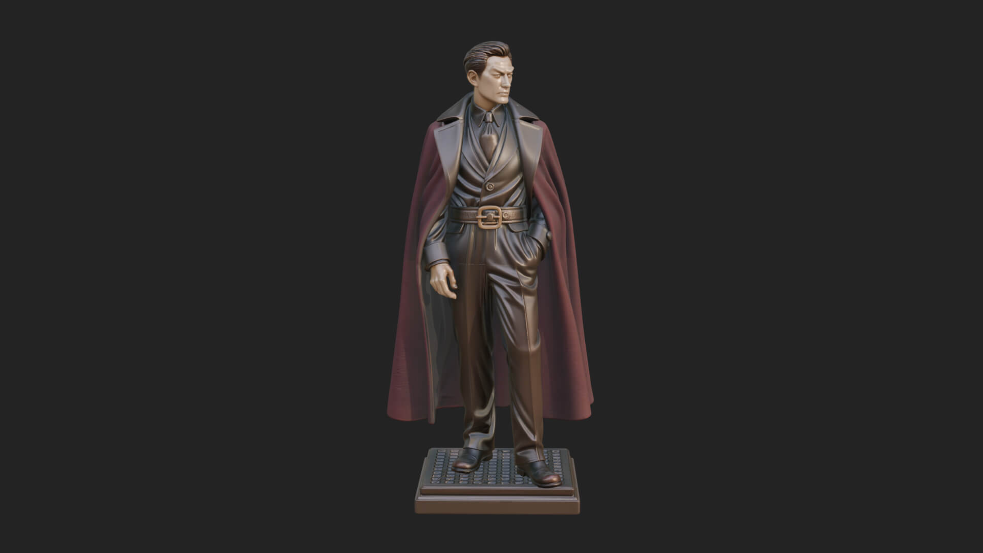 Long Coat Caped Man Statue Design 1 3D Print Model 3D Model