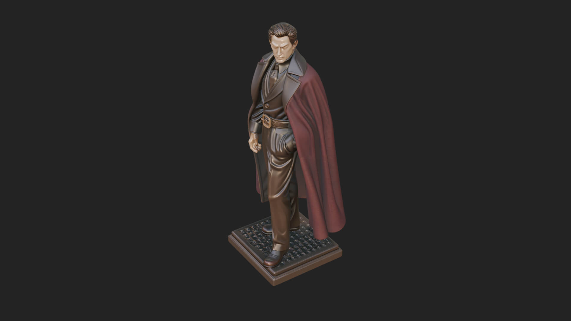 Long Coat Caped Man Statue Design 1 3D Print Model 3D Model