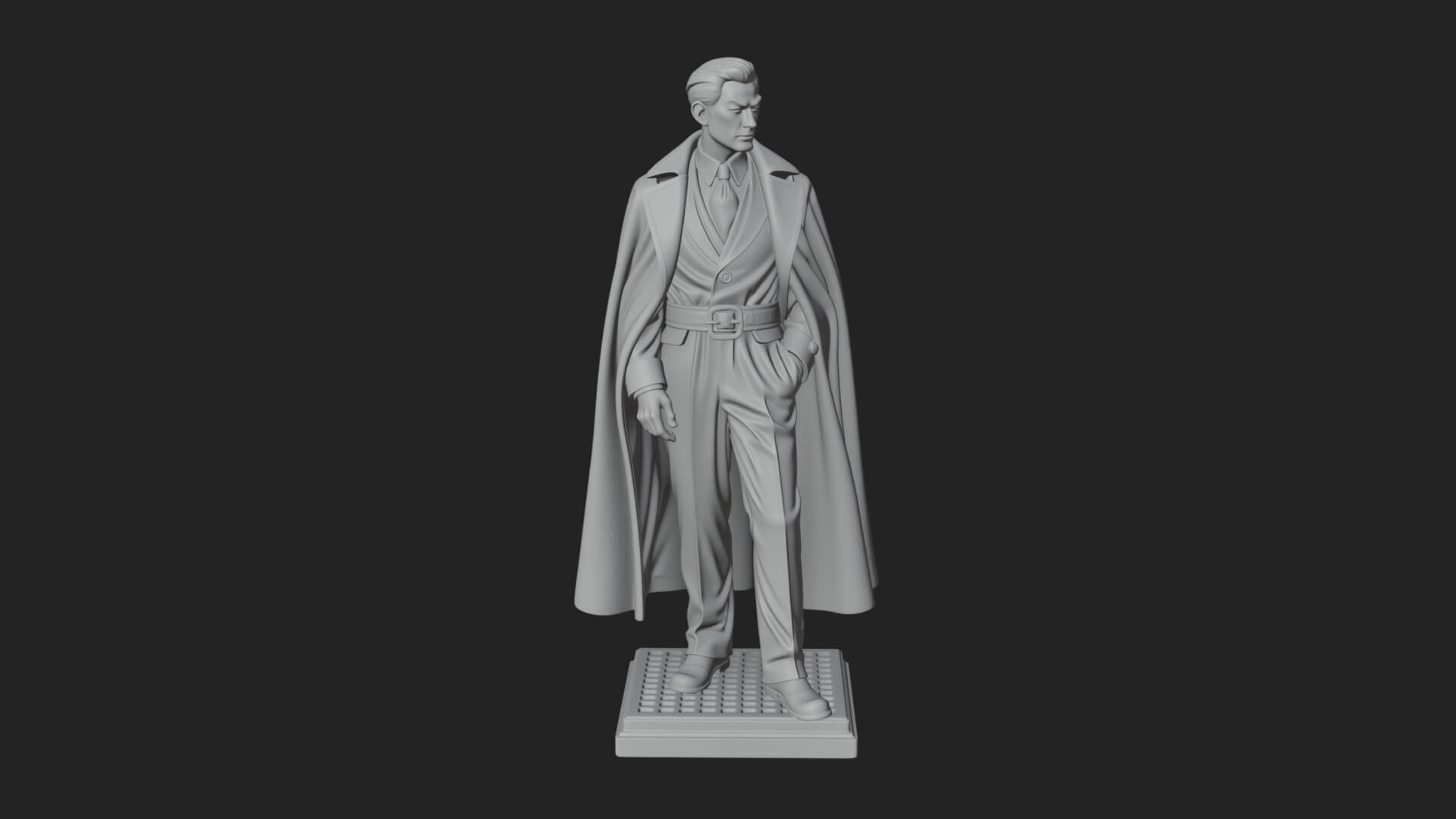 Long Coat Caped Man Statue Design 1 3D Print Model 3D Model