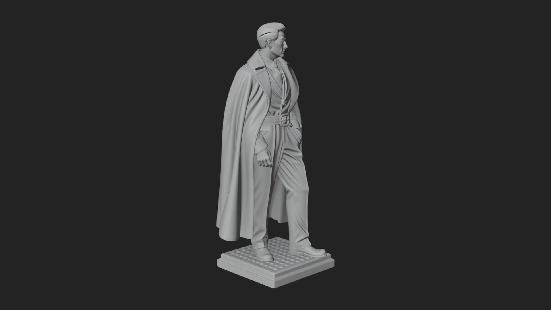 Long Coat Caped Man Statue Design 1 3D Print Model 3D Model