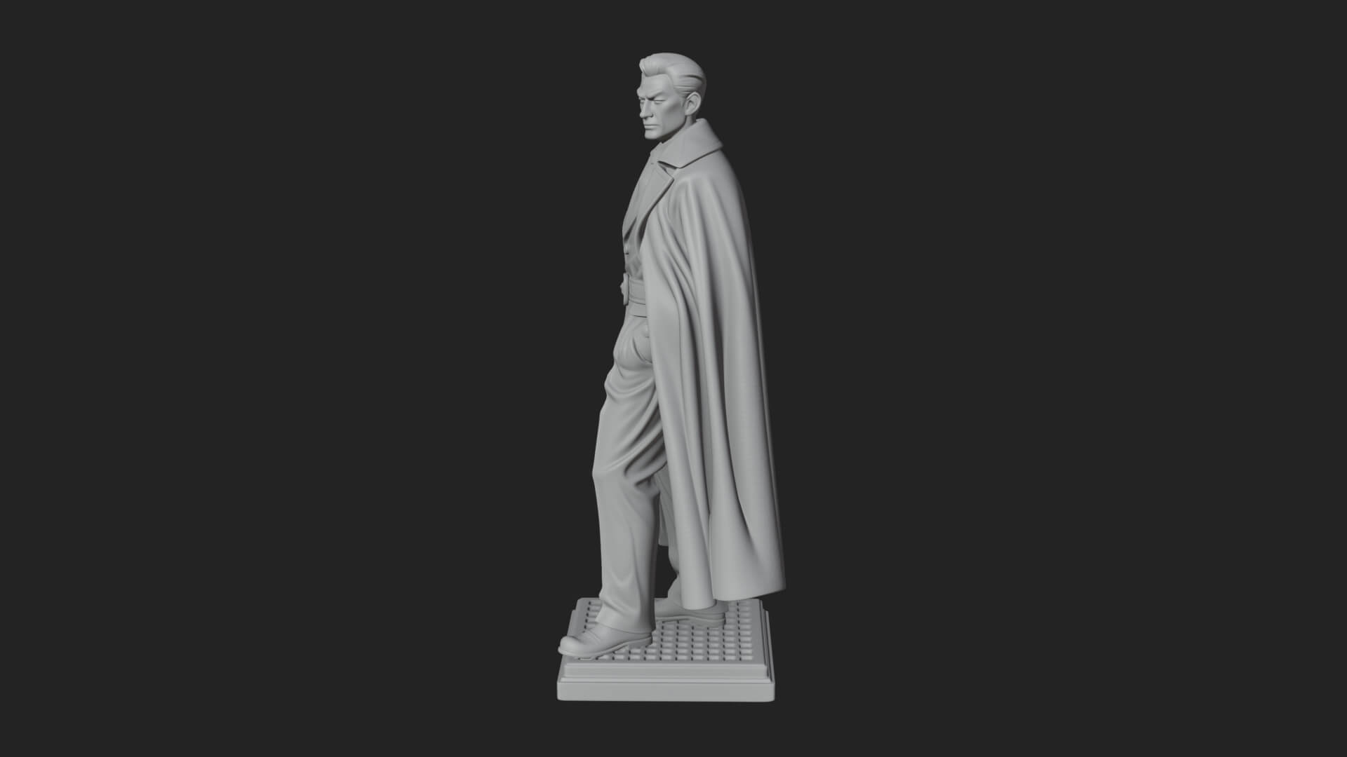 Long Coat Caped Man Statue Design 1 3D Print Model 3D Model