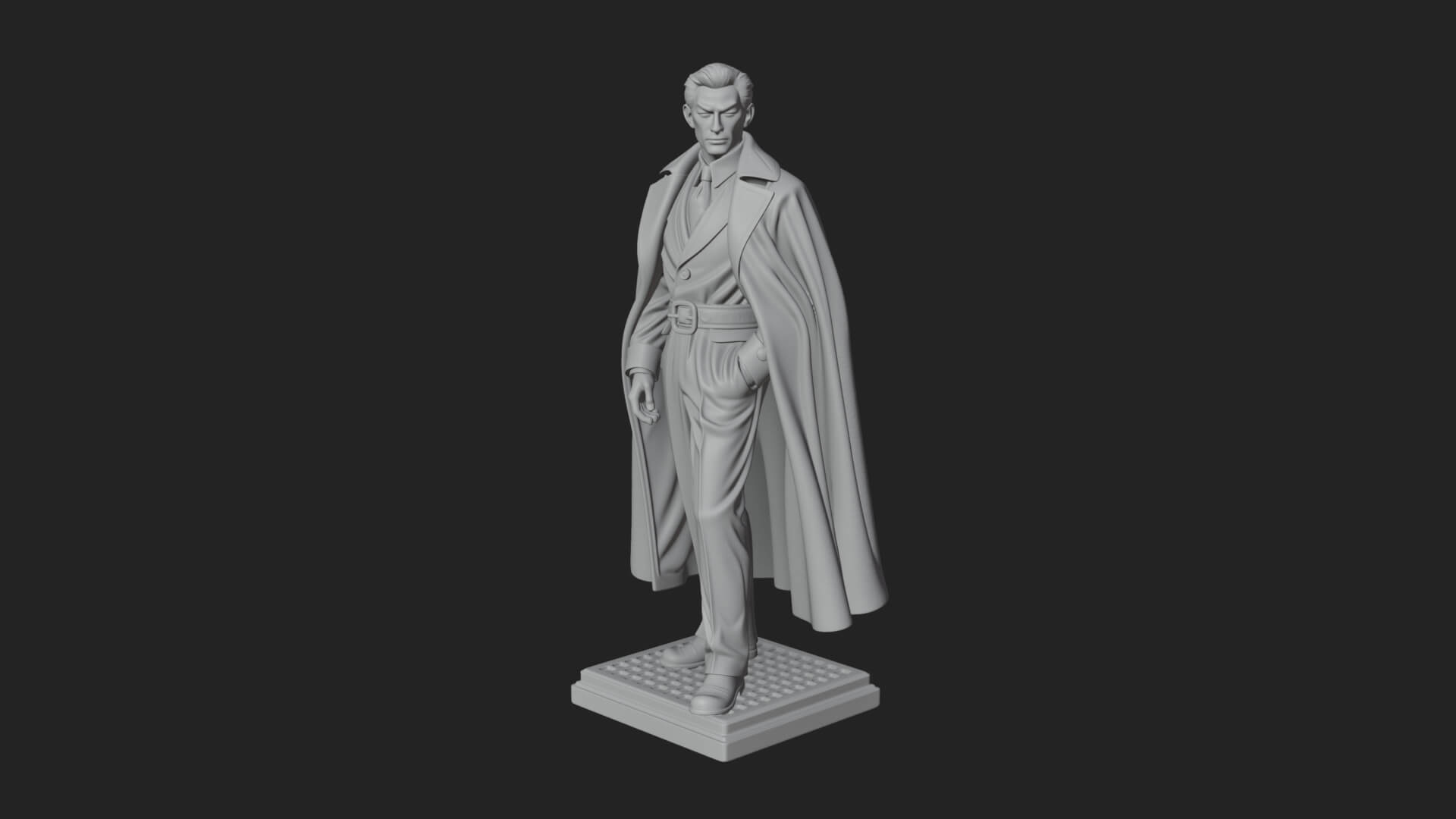 Long Coat Caped Man Statue Design 1 3D Print Model 3D Model
