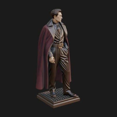 Long Coat Caped Man Statue Design 1 3D Print Model