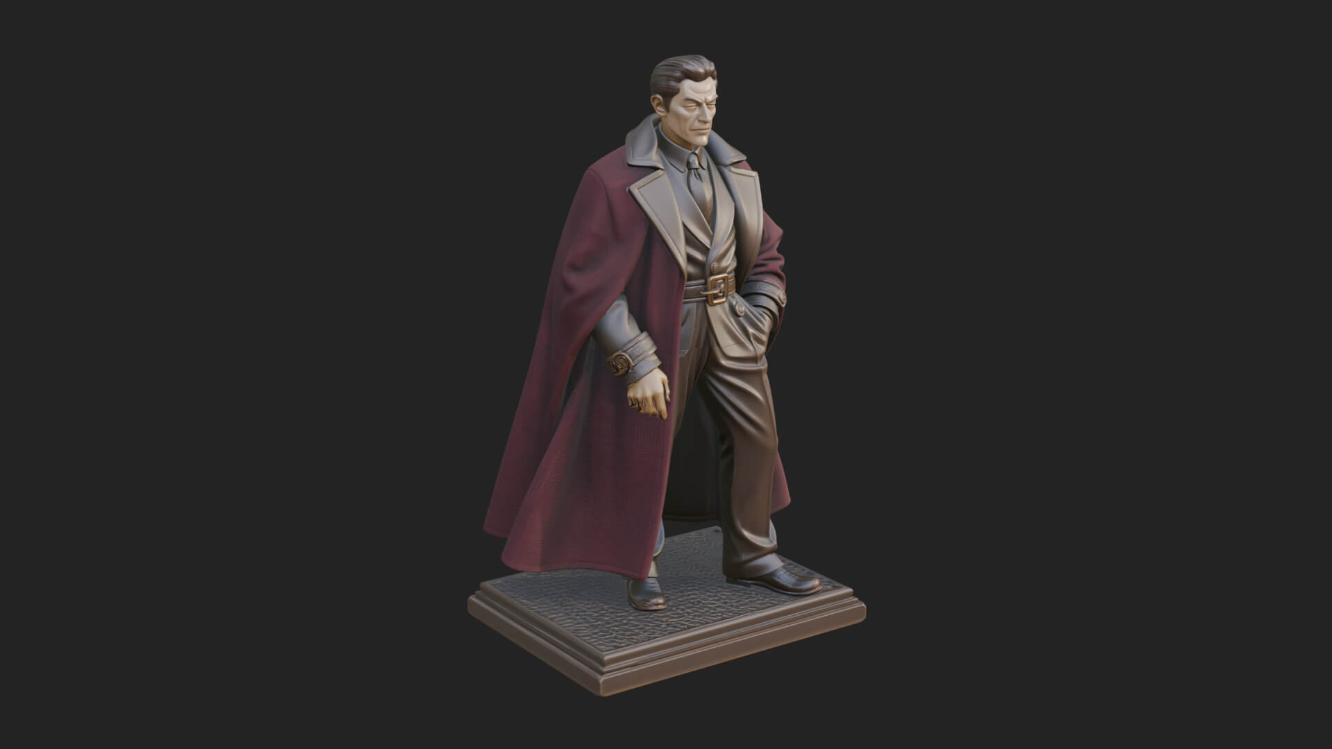 Long Coat Caped Man Statue Design 2 3D Print Model 3D Model